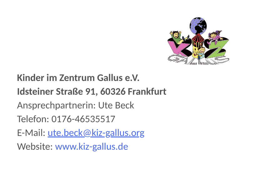 Kinder im Zentrum Gallus e.V. – Familie- Bildung-Arbeit
